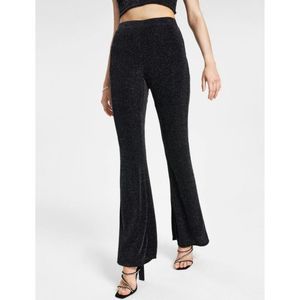 Bar III Caviar Sparkle Flared-Leg Pull-On Pants Black XXL